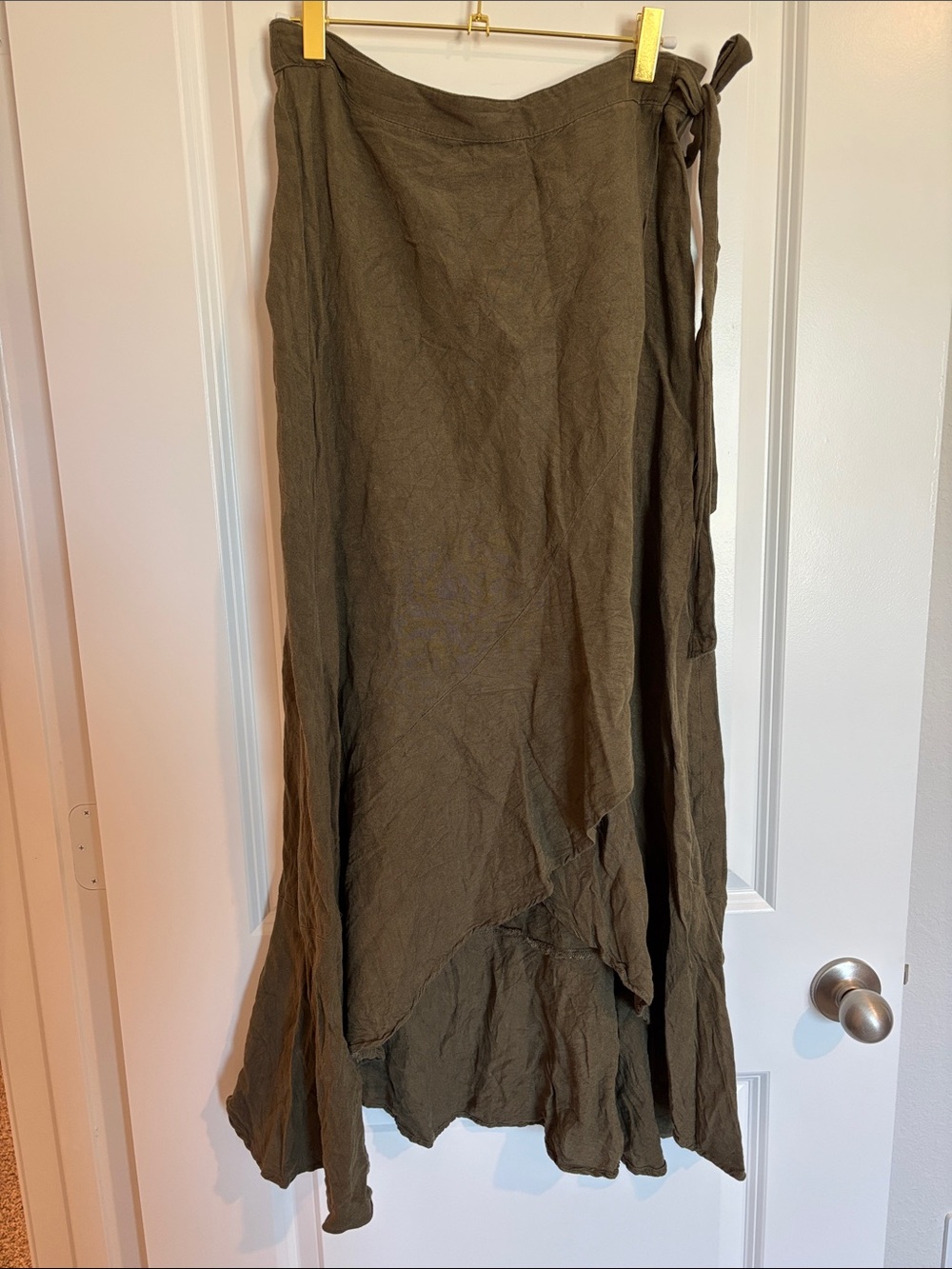 Versona Olive Green Wrap Maxi Skirt